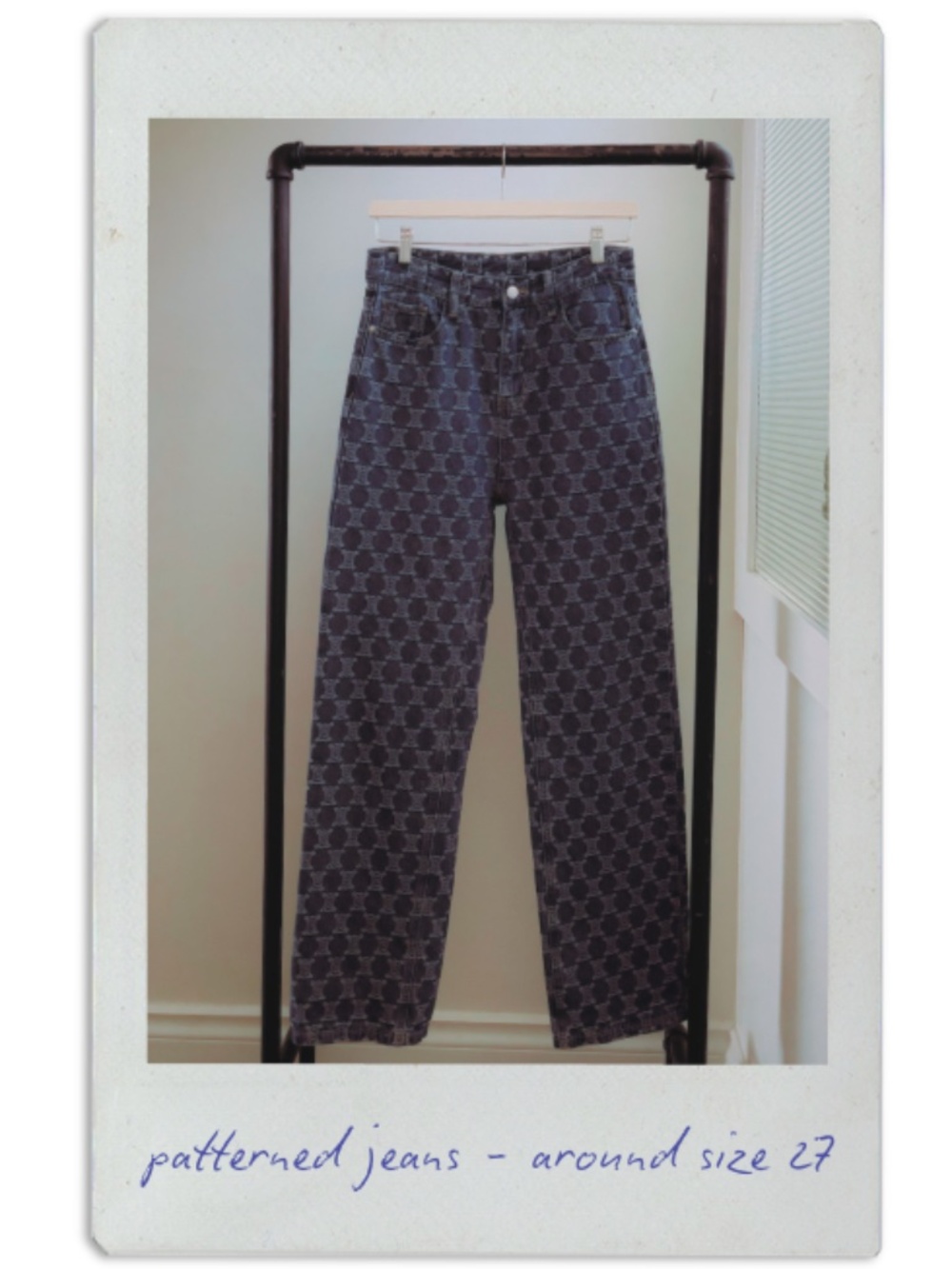 patterned high-waisted jeans